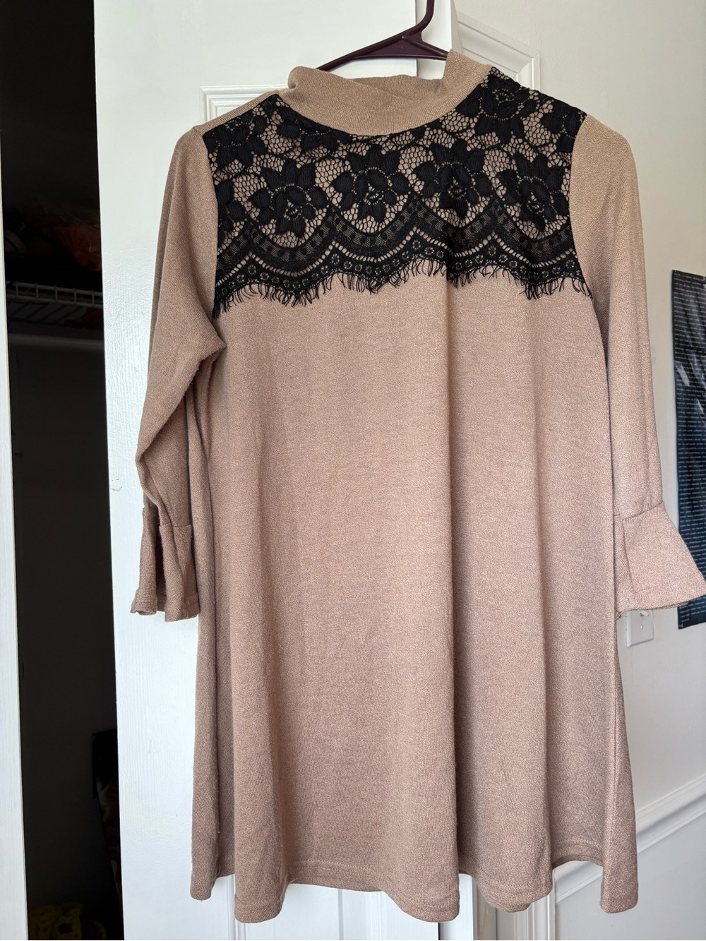 Taupe with Black Lace top